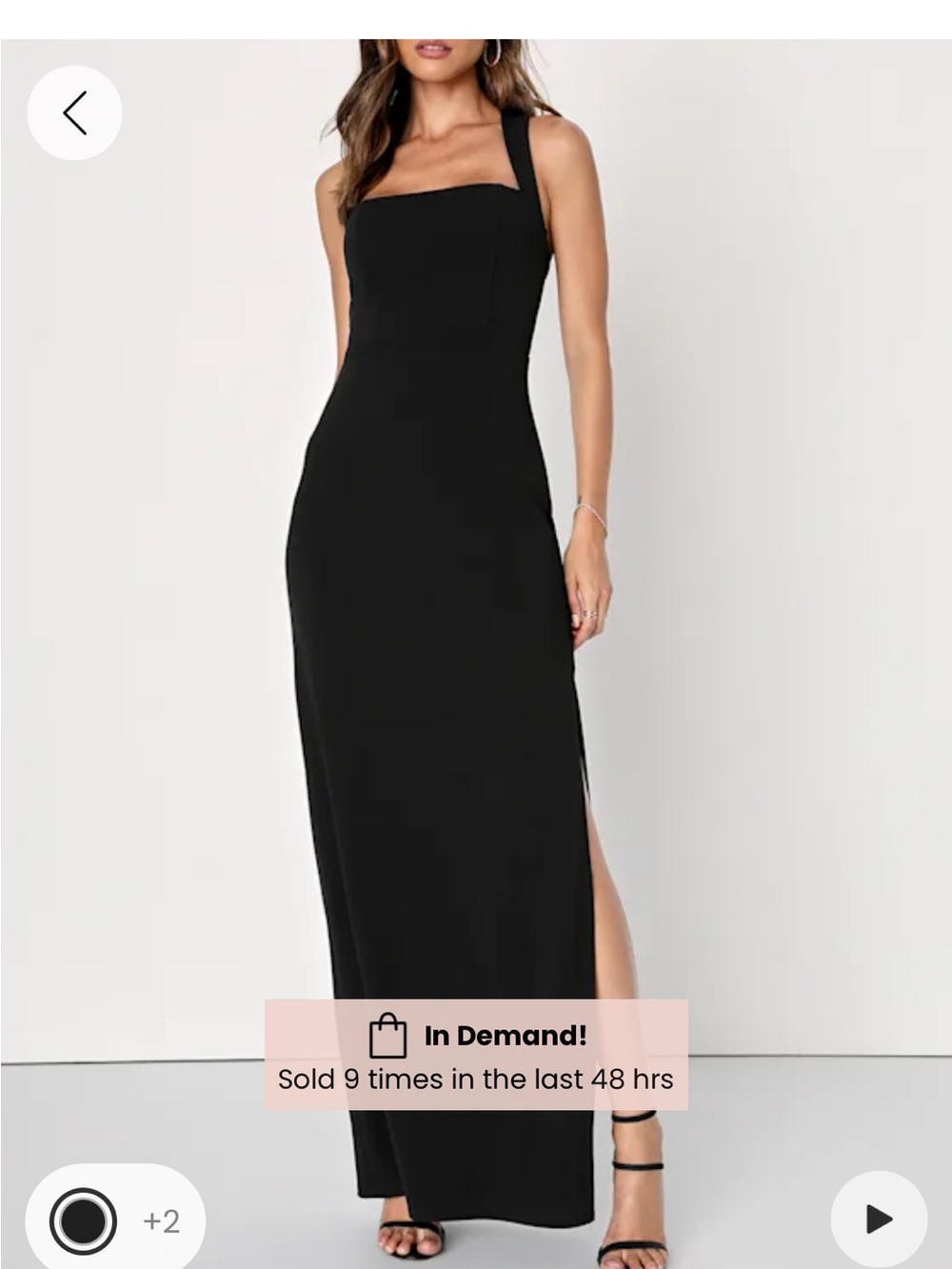 Lulu's Black Square-Neck Maxi Dress with Side Slit